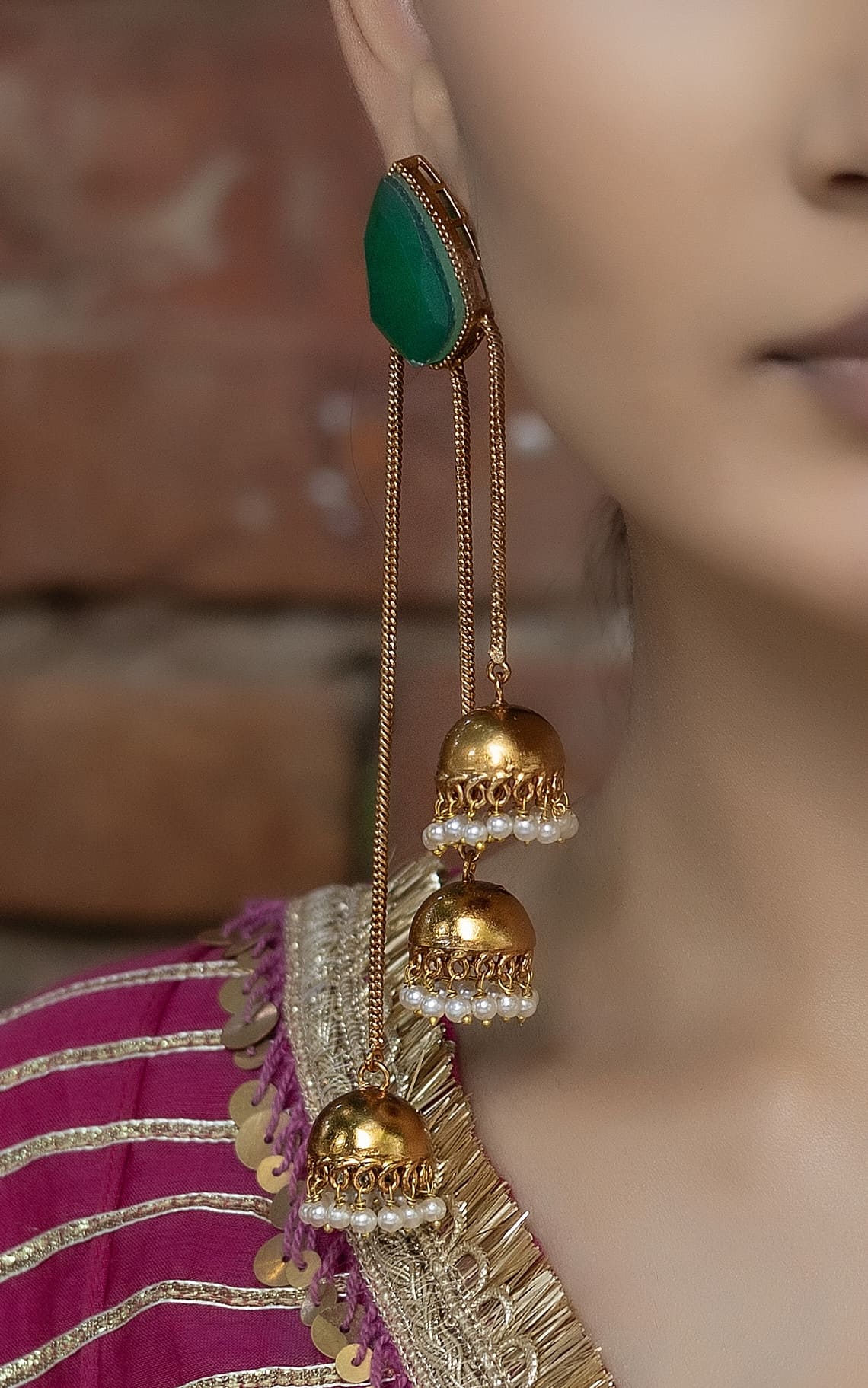 Radhika - Emerald Green Jhumki Danglers