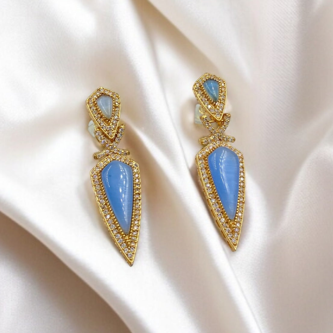 Neelima – Polki and blue stone earrings.