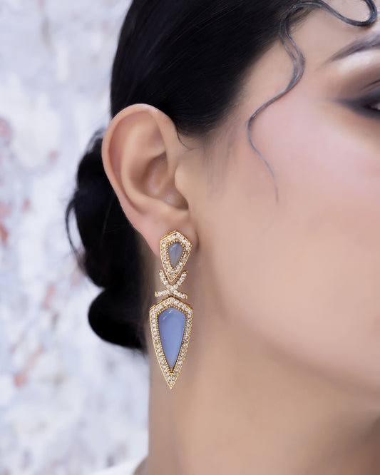 Neelima – Polki and blue stone earrings.