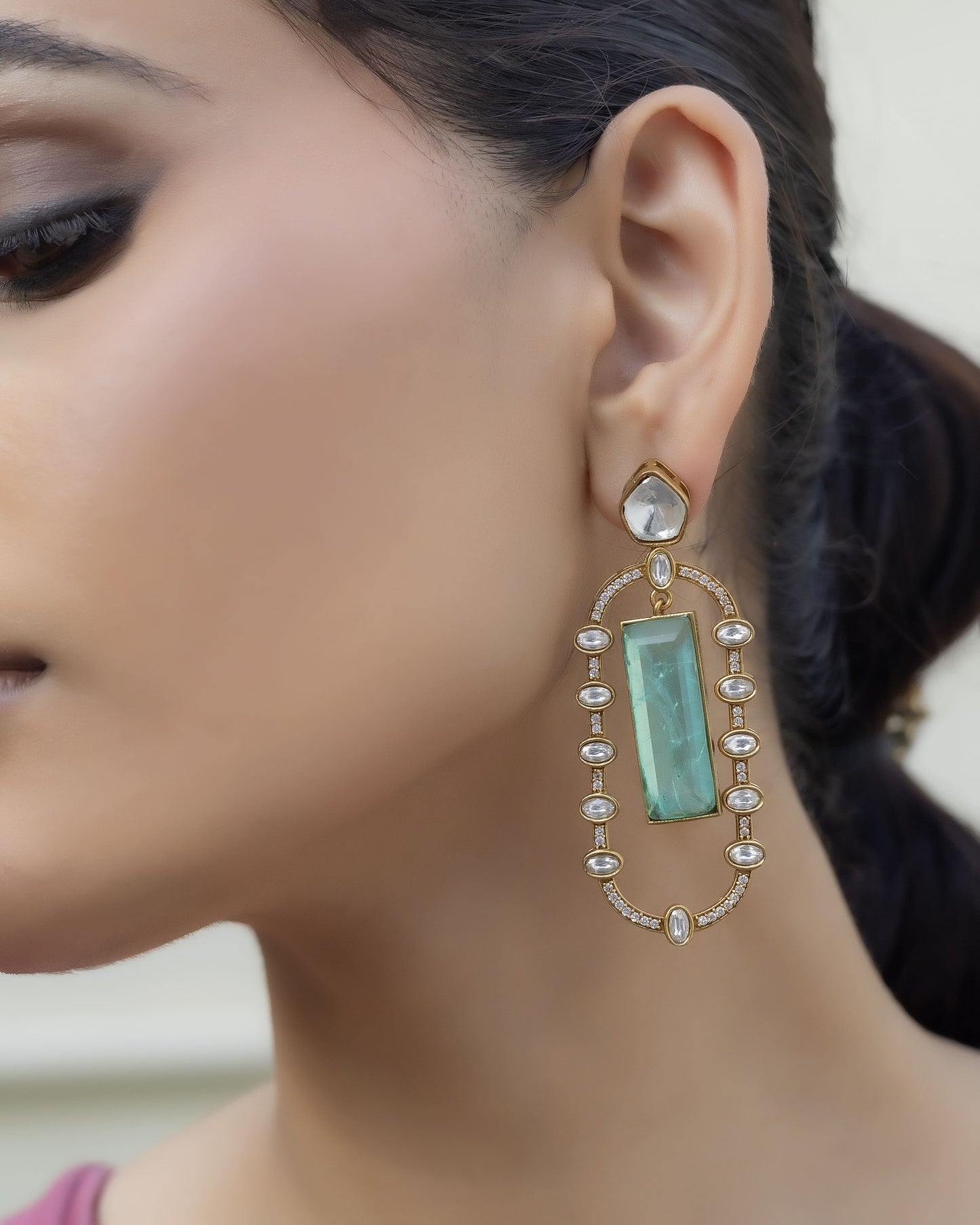 Panna – Polki and emerald stone earrings.