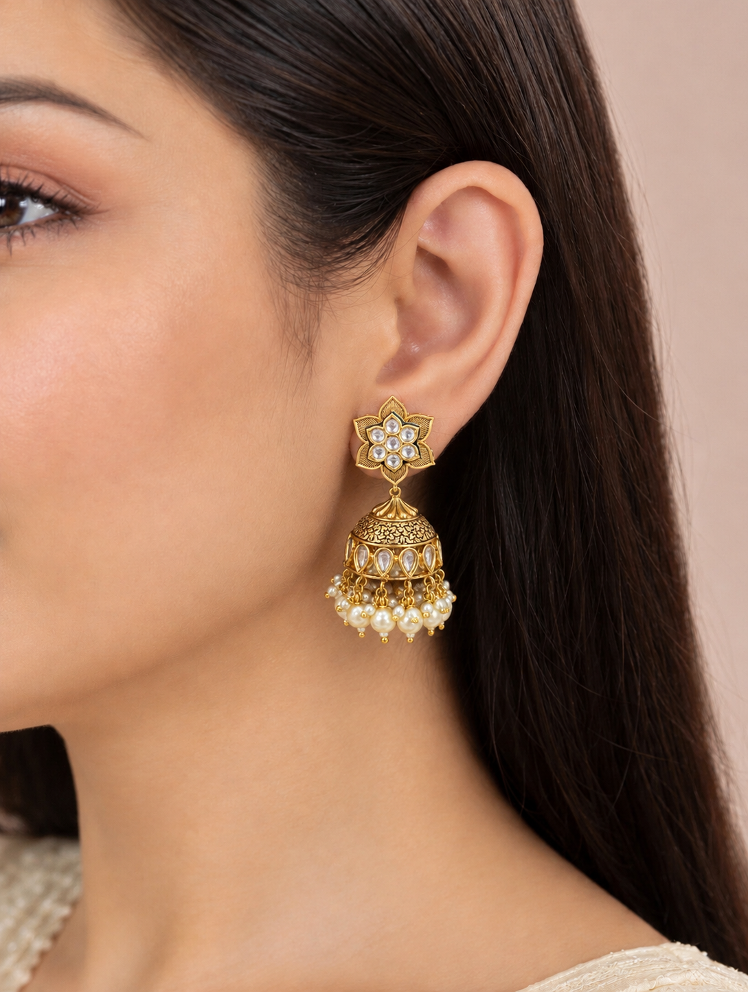 TRADITIONAL POLKI JHUMKI