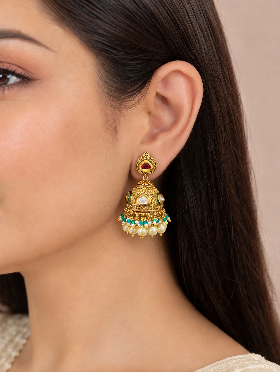 TRADITIONAL POLKI JHUMKI