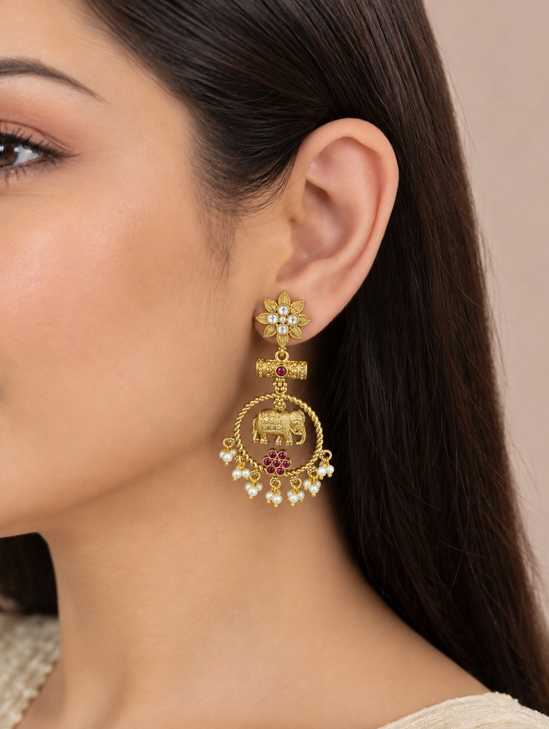 TRADITIONAL ELEPHANT TEMPLE  EARRINGS