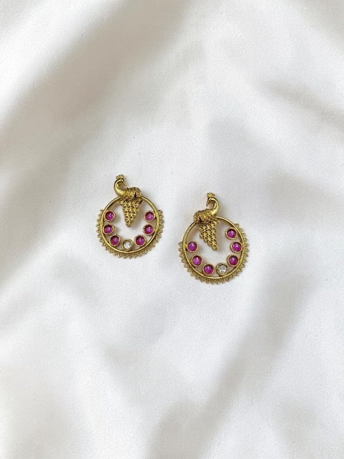 TRADITIONAL PEACOCK TEMPLE  EARRINGS
