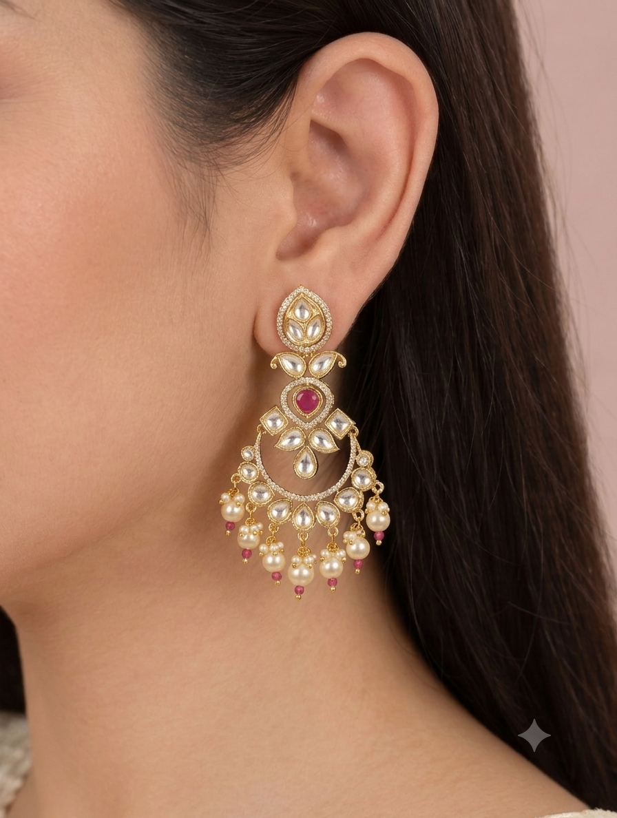 TRADITIONAL POLKI EARRINGS
