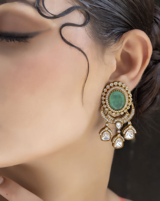 Vaidehi – Polki & Mint Green Earrings