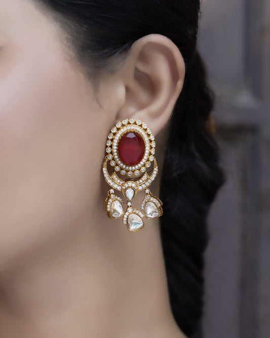 Rajnanda – Ruby polki chand drops Earrings