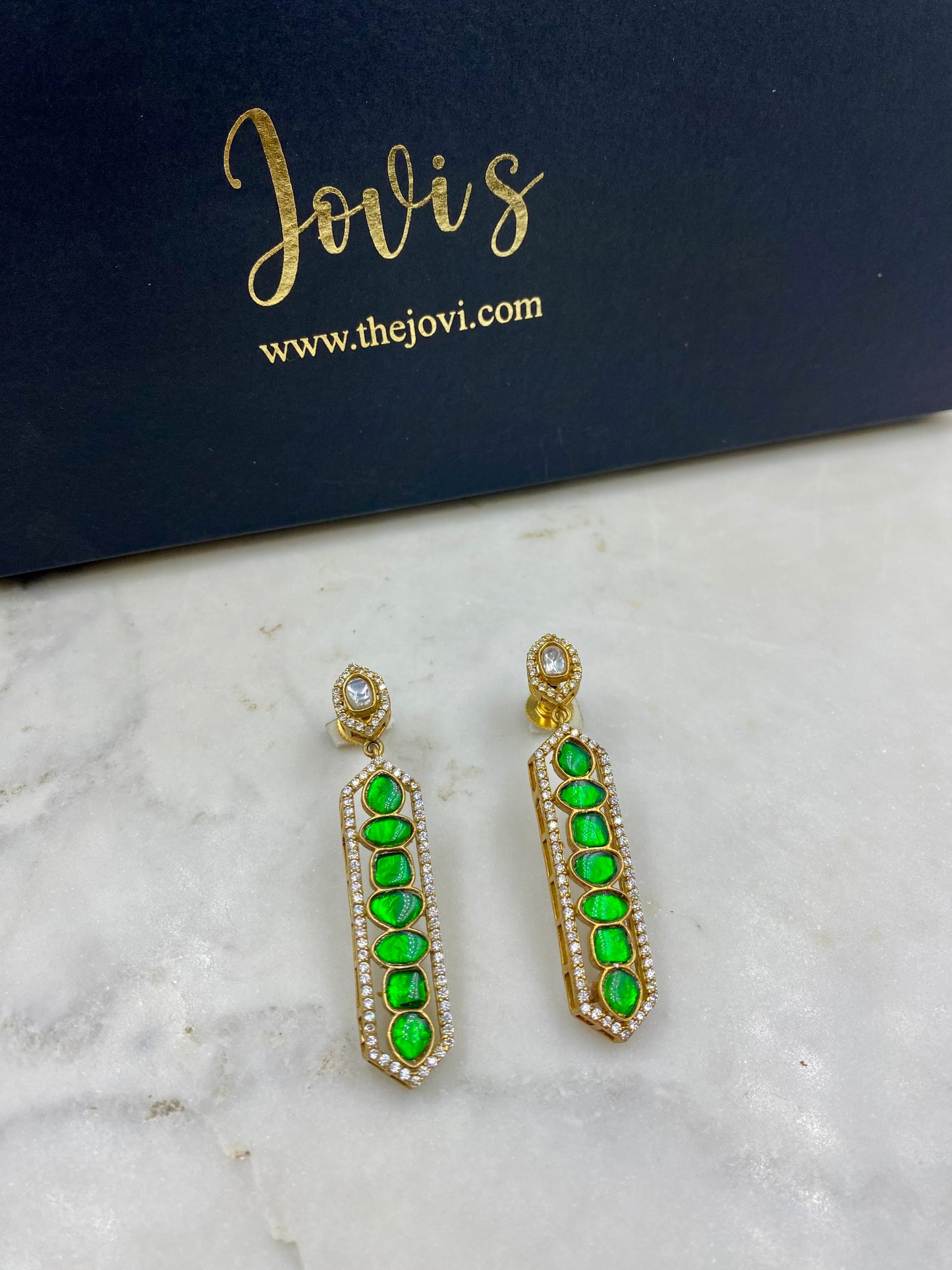 Harini – Emerald long danglers
