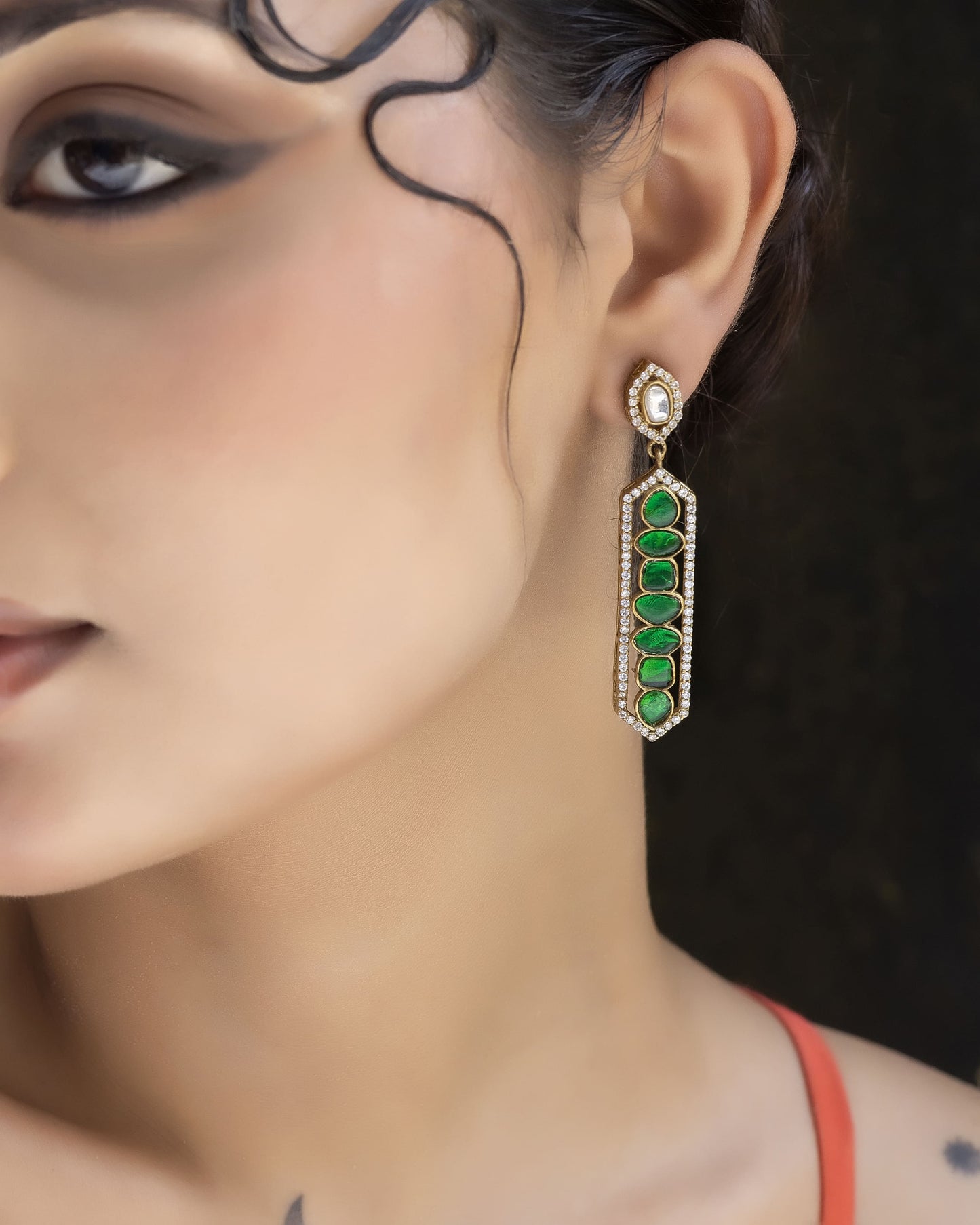 Harini – Emerald long danglers
