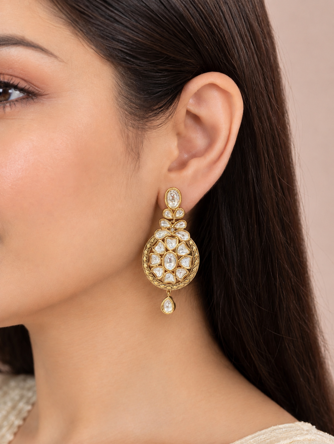 TRADITIONAL POLKI EARRINGS