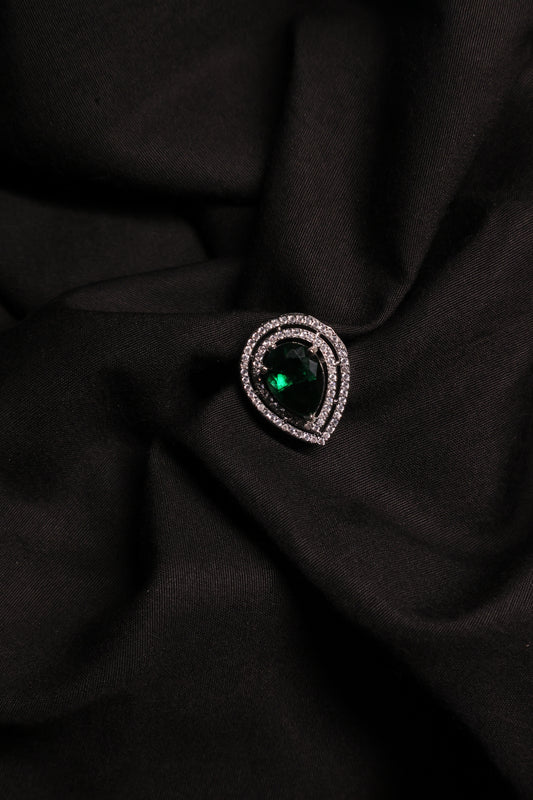 Serenity Glow - Green Stone Diamond Ring