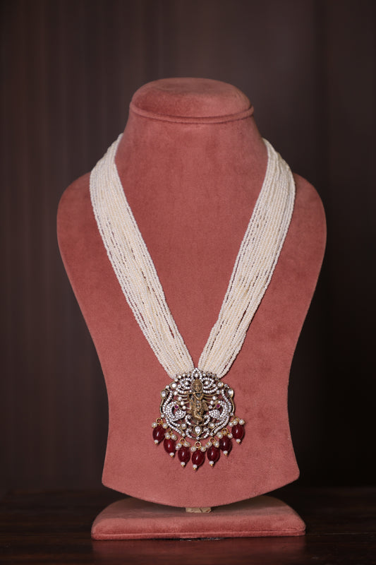 Aaradhya - Polki and Diamond Krishna Pendant with Pearls and Earrings