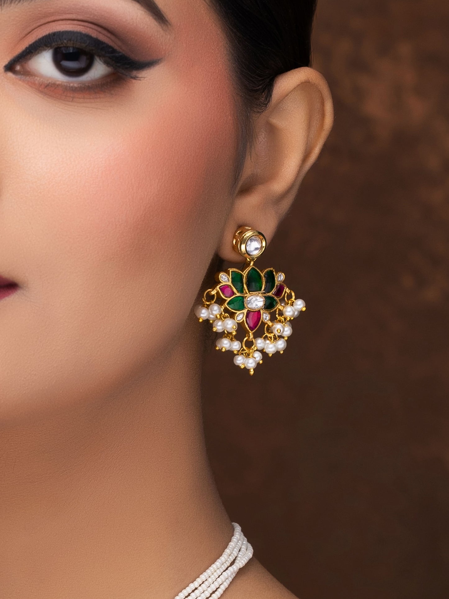 KUNDAN MEENAKARI NECKLACE WITH EARRINGS