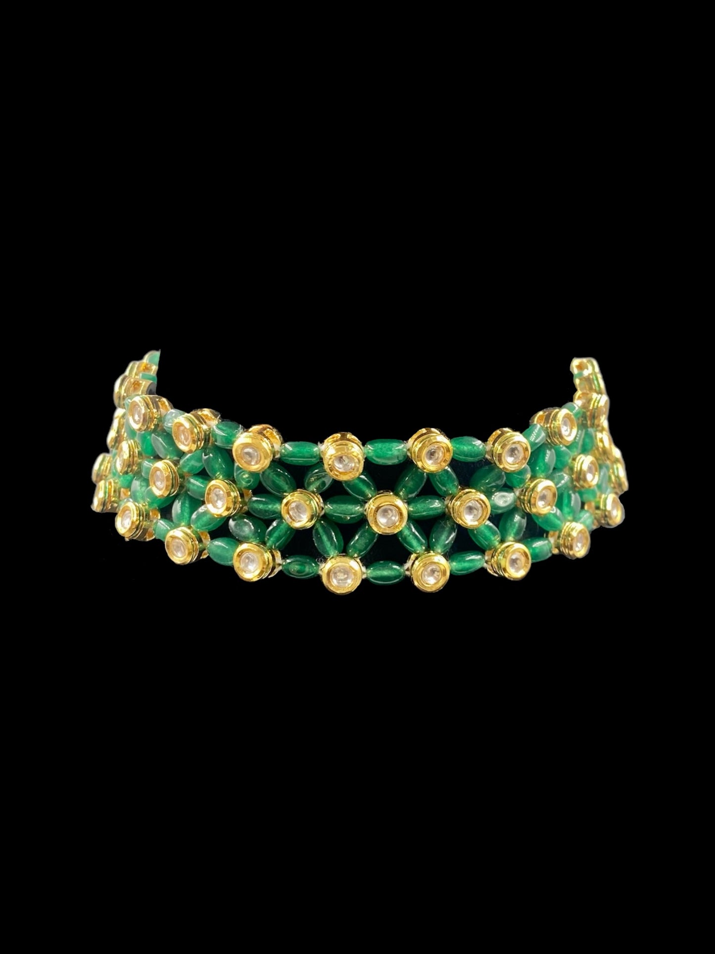 GREEN QUARTZ & KUNDAN CHOKER WITH EARRINGS