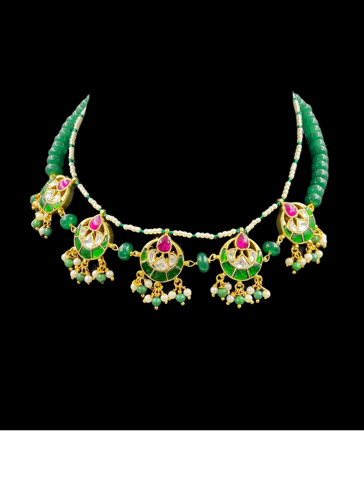 MEENAKARI & PEARL NECKLACE WITH EARRINGS