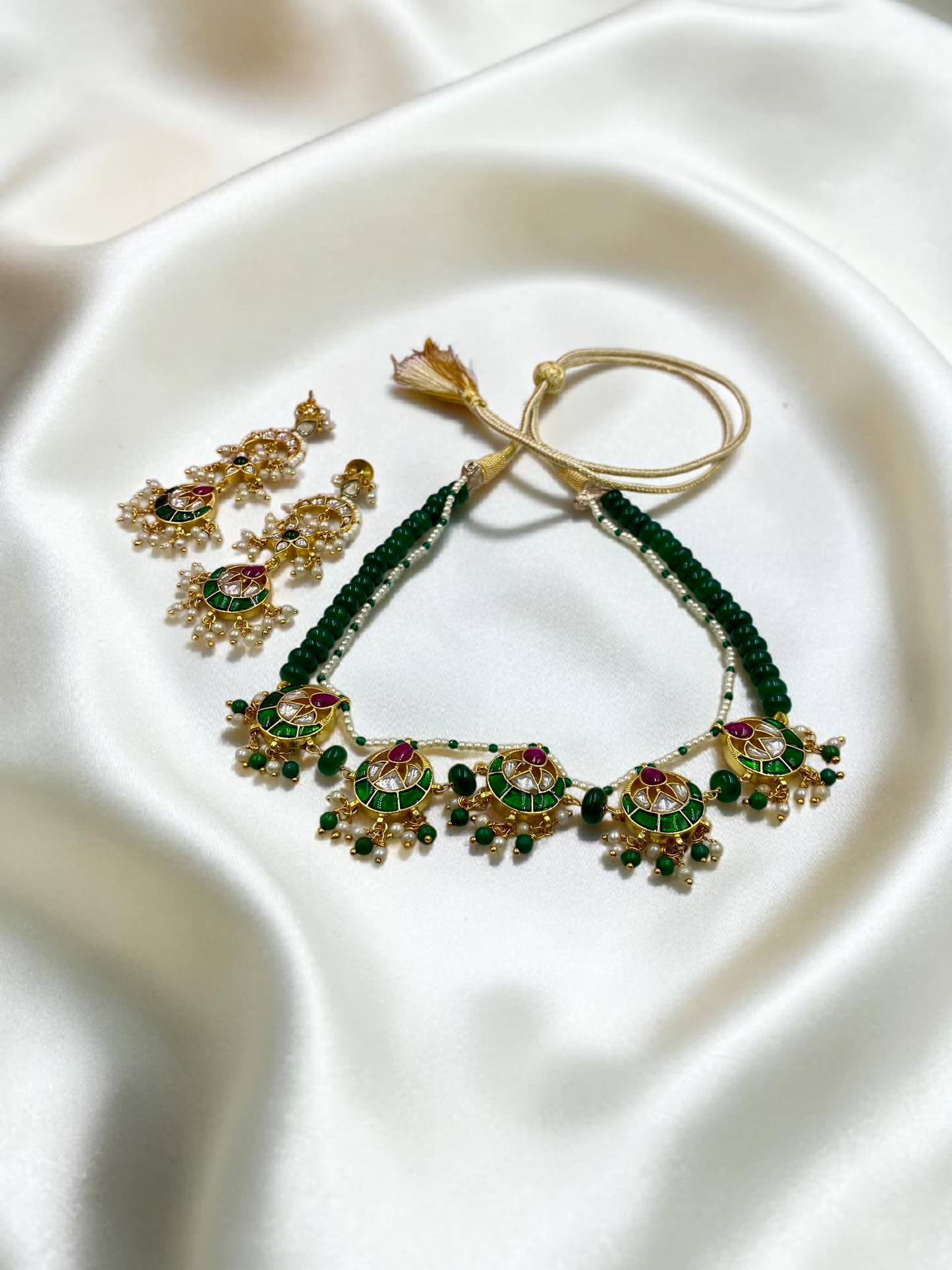 MEENAKARI & PEARL NECKLACE WITH EARRINGS