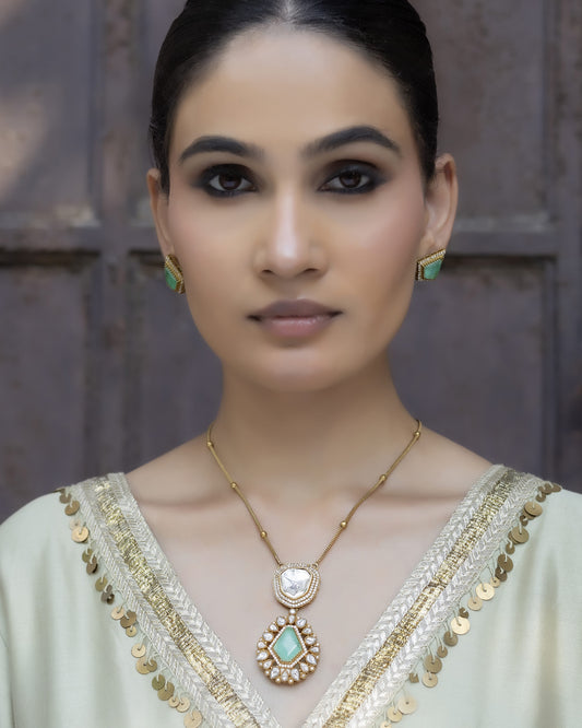 Ratna - Polki Pendant Grace Set With Earrings
