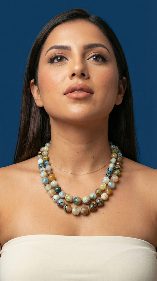 MULTICOLOR DOUBLE LINE WESTERN NECKLACE