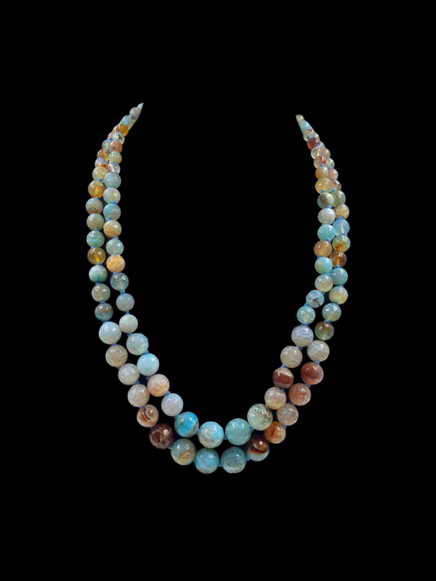 SKYBLUE DOUBLE LINE WESTERN NECKLACE