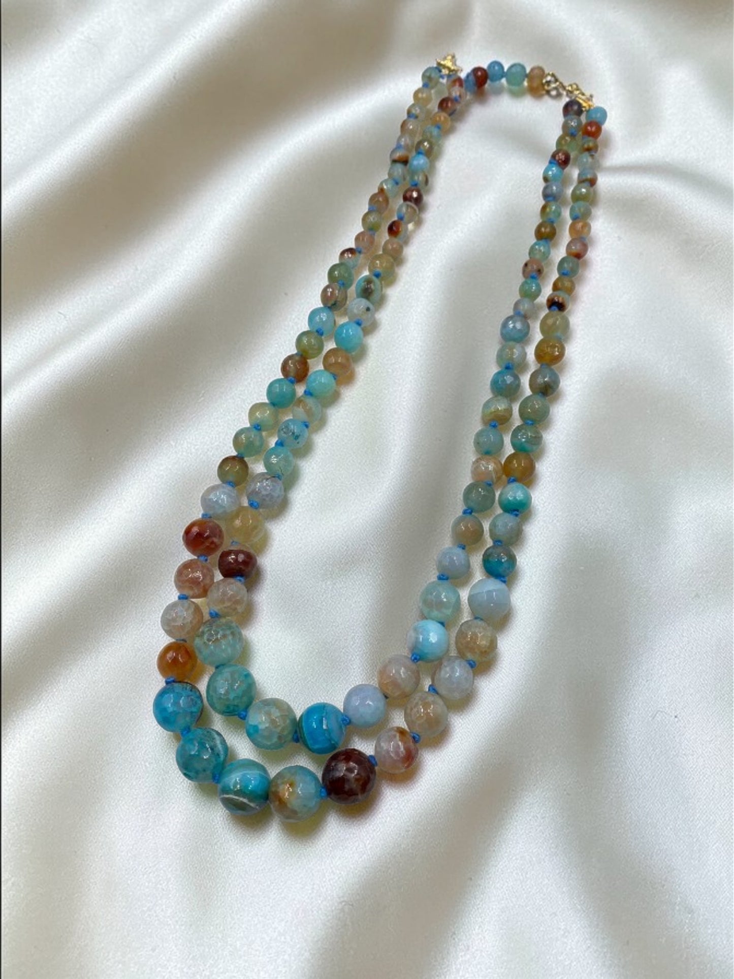 SKYBLUE DOUBLE LINE WESTERN NECKLACE