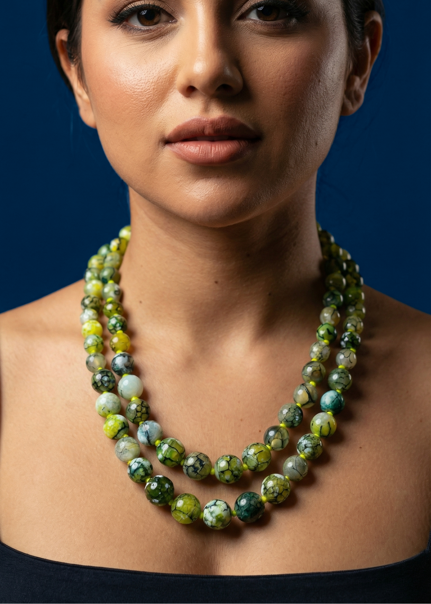 DOUBLE LINE YELLOW WESTERN NECKLACE