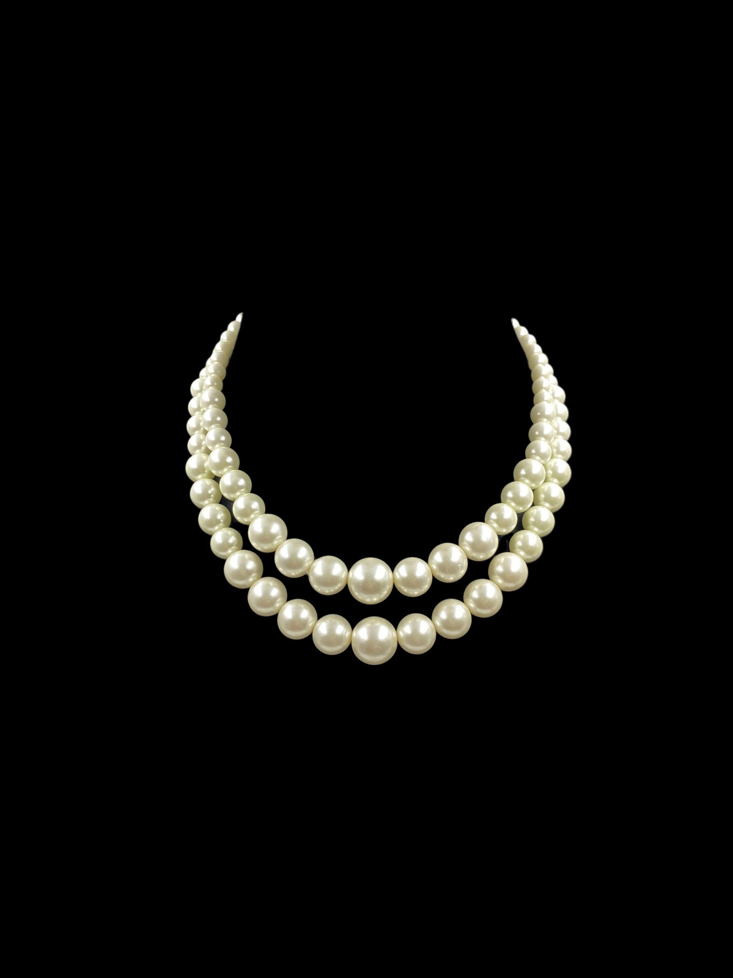 DOUBLE LINE WHITE SHELL PEARL SHORT NECKLACE