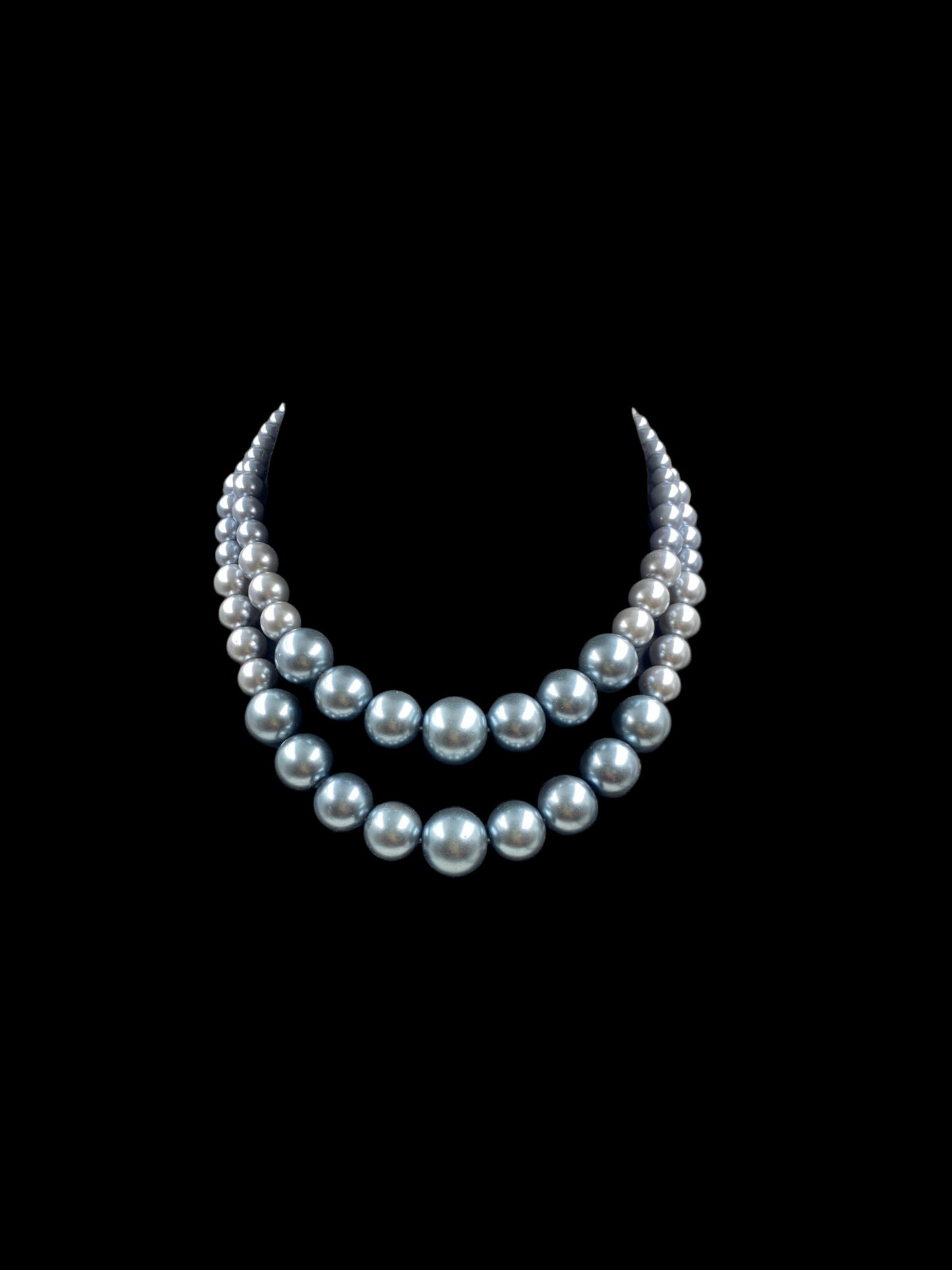 DOUBLE LINE GREY SHELL PEARL SHORT NECKLACE