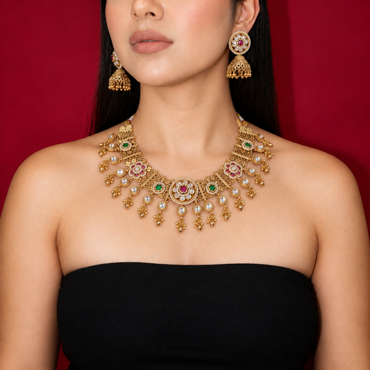 TEMPLE SHORT NECKLACE WITH EARRINGS