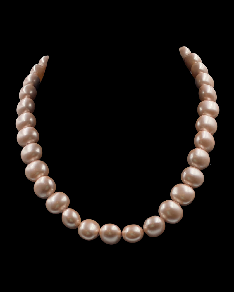 Single Line Mauve Egg Shell Pearl Necklace