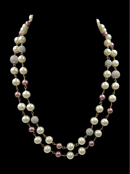 Double Line Shell Pearl Necklace