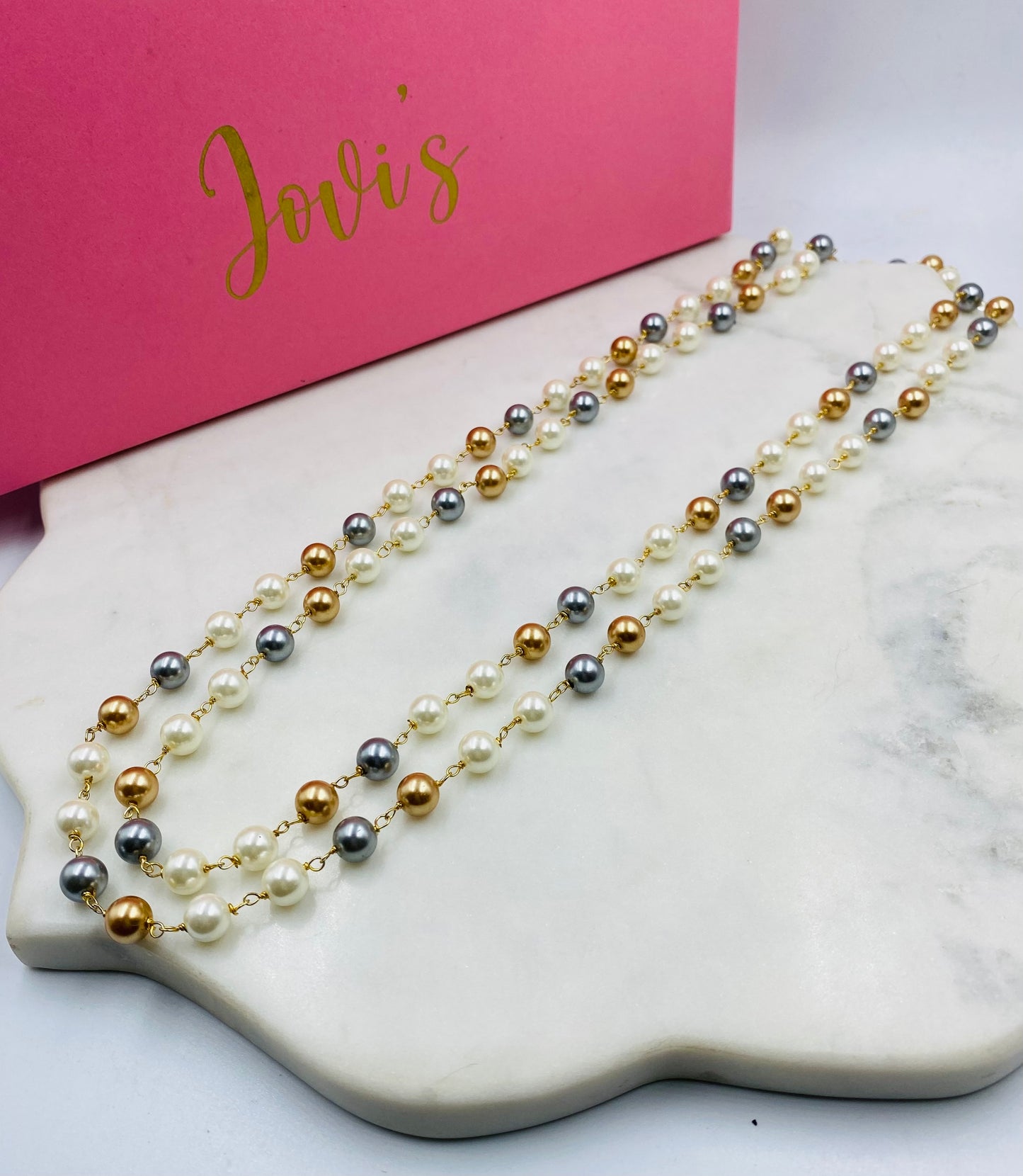 Multicolor Shell Pearl Double Line Necklace