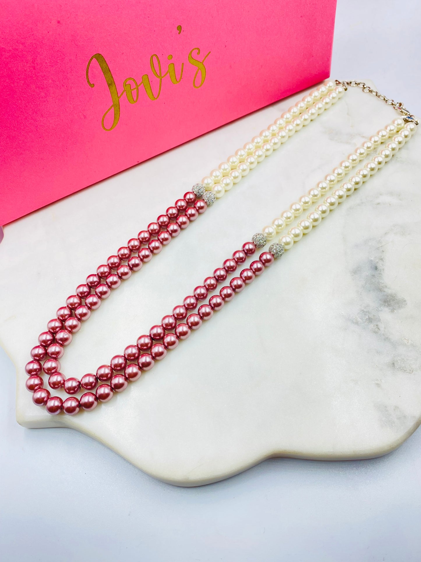 Shell Pearl Double Line Necklace