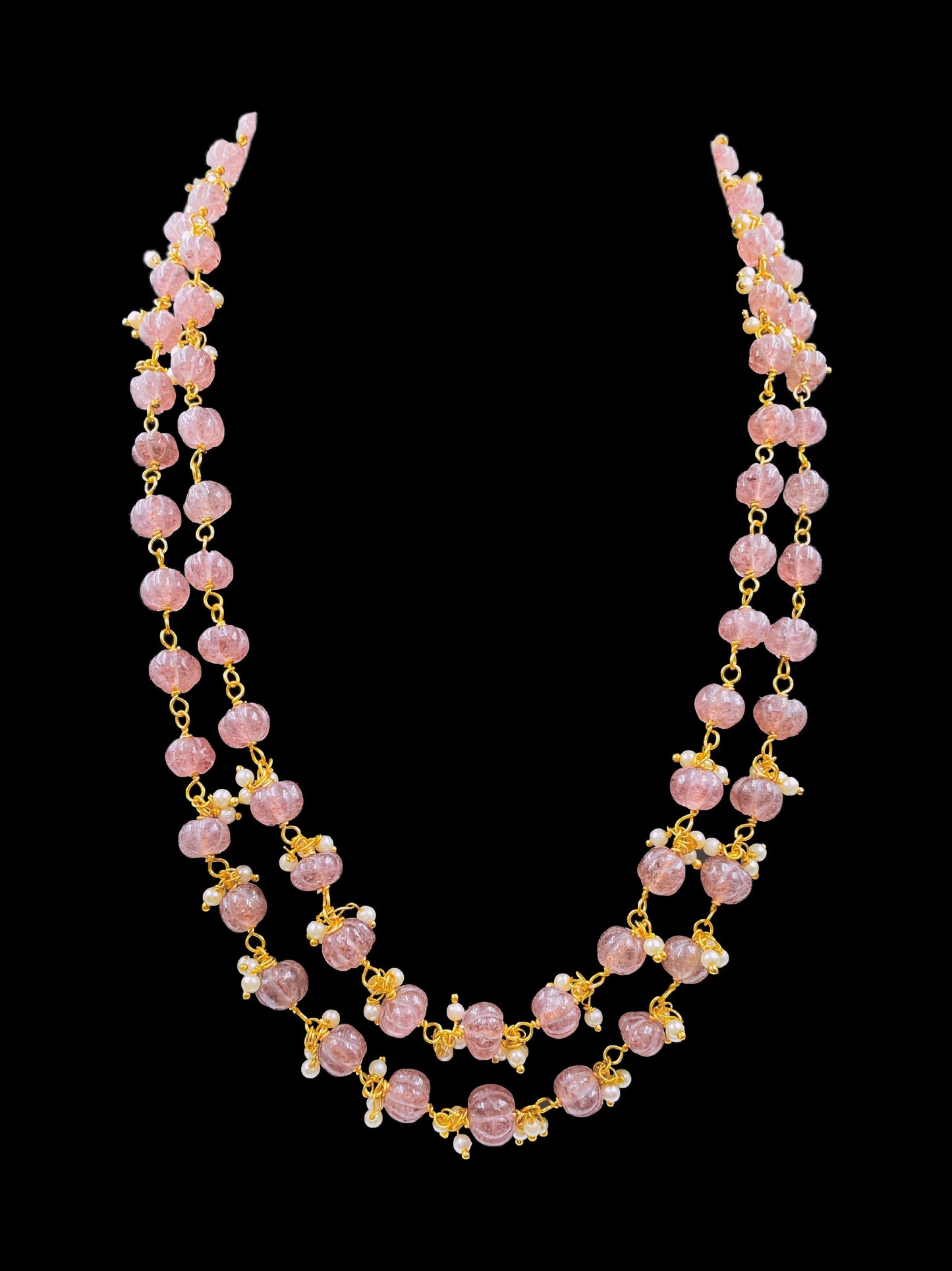 Double Line Morganite Melon Necklace