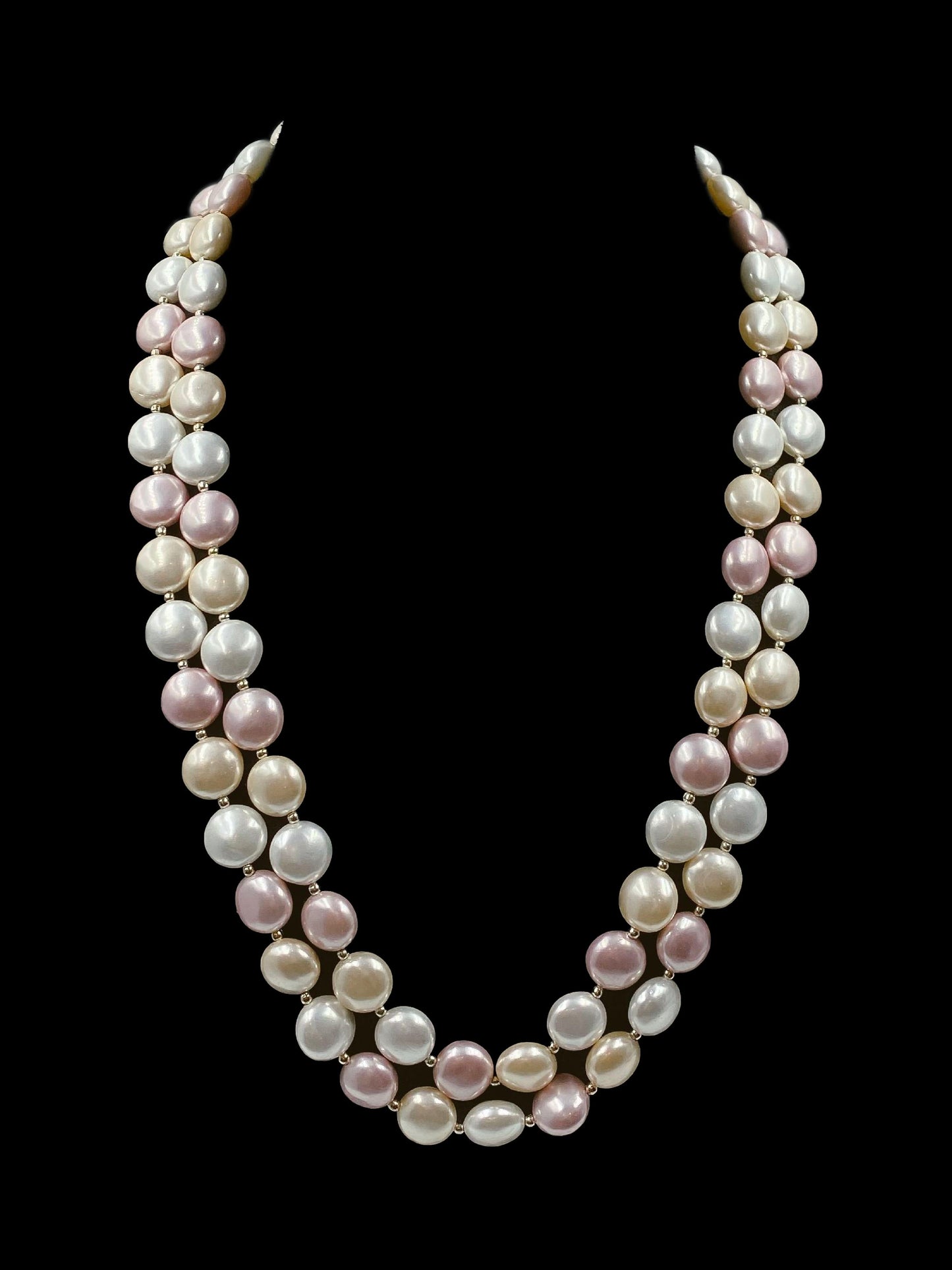 Double Line Pink Shell Pearl Necklace