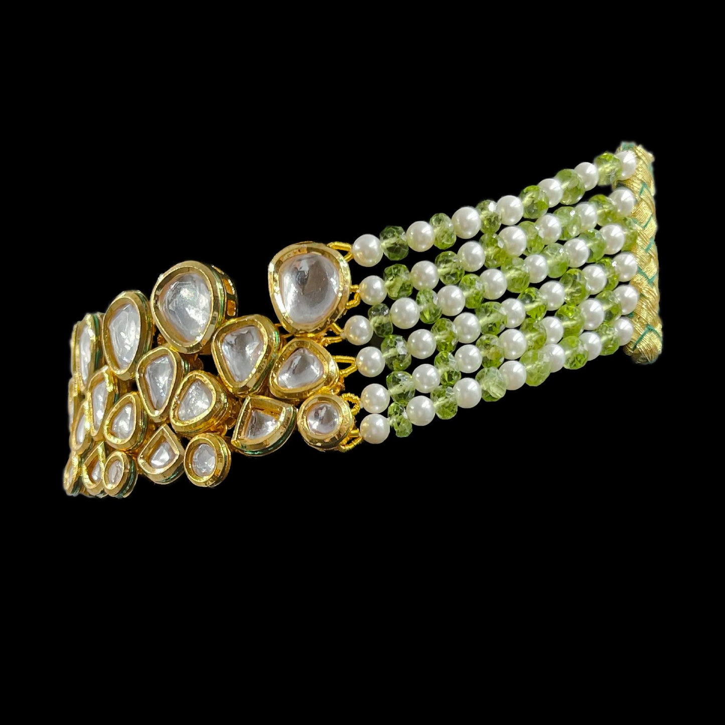 Peridot & Pearl Kundan Choker with Earrings