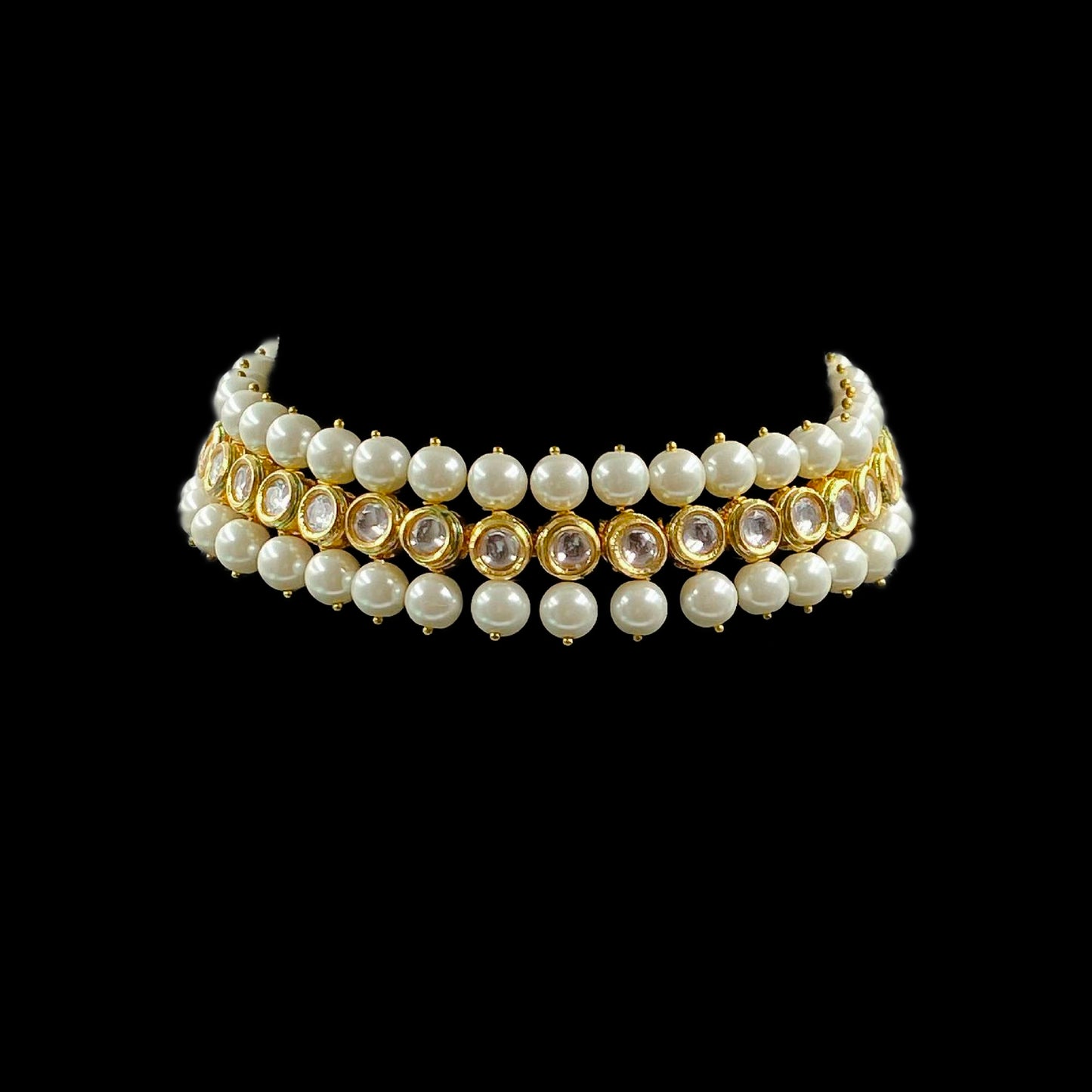 Classic Kundan and Pearl Choker with Earrings