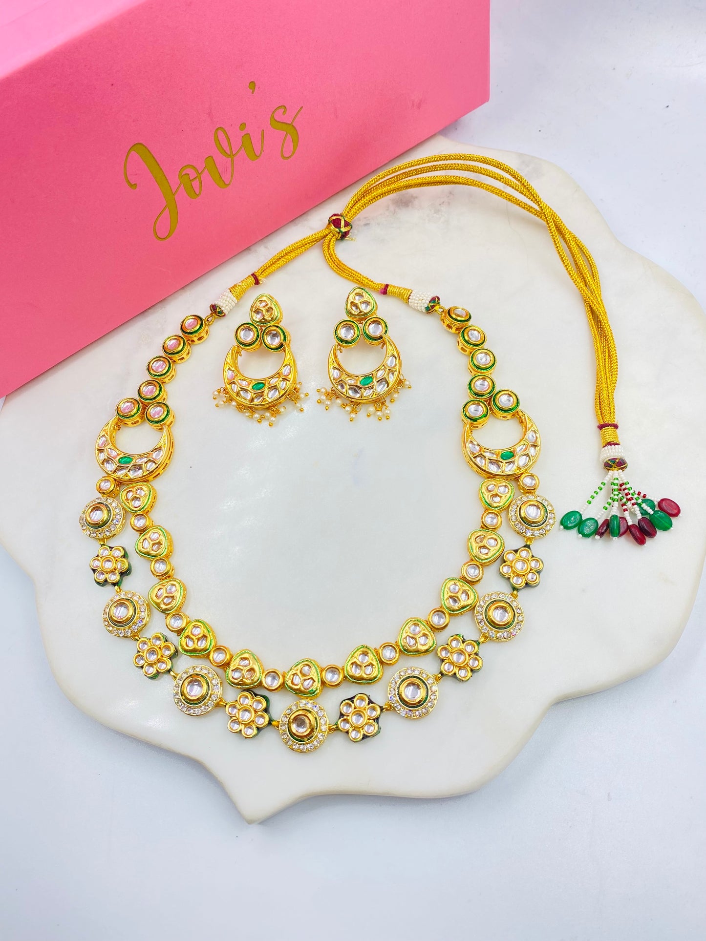 Kundan Chaandbali Necklace with Earrings