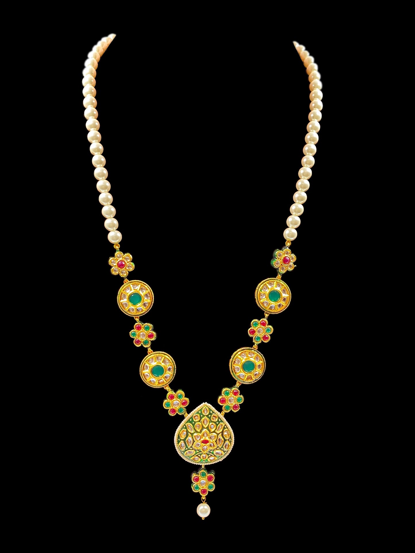 Multicolor Kundan Necklace with Earrings