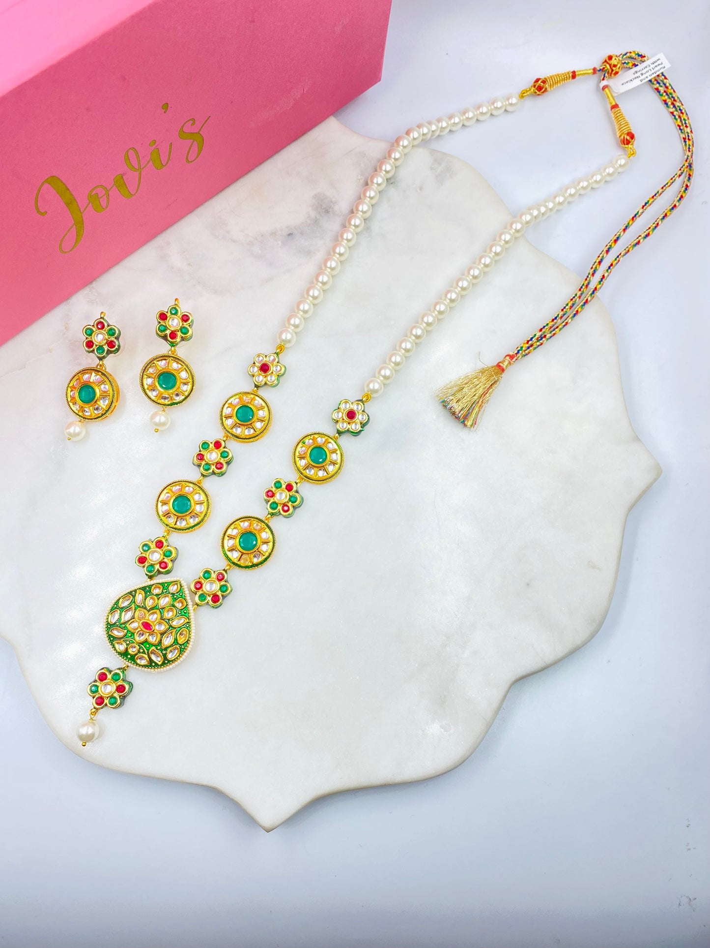 Multicolor Kundan Necklace with Earrings