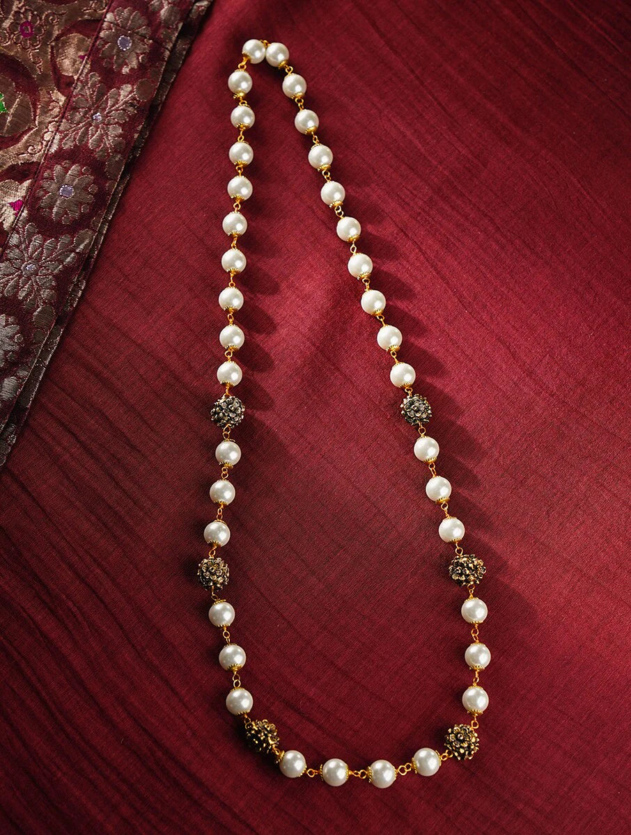 SHELL PEARLS LONG NECKLACE