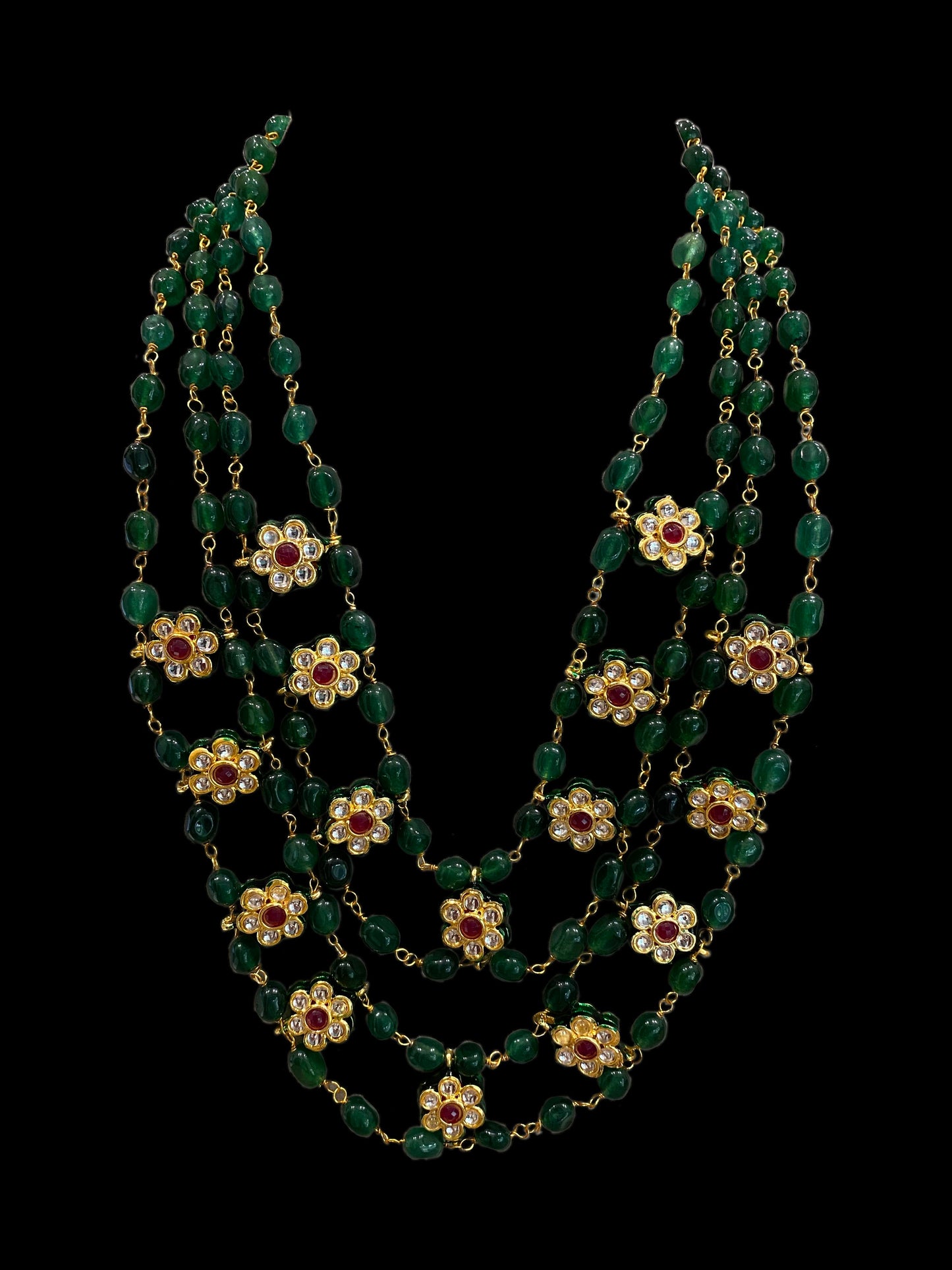 KUNDAN AND GREEN QUARTZ TRADITIONAL NECKLACE