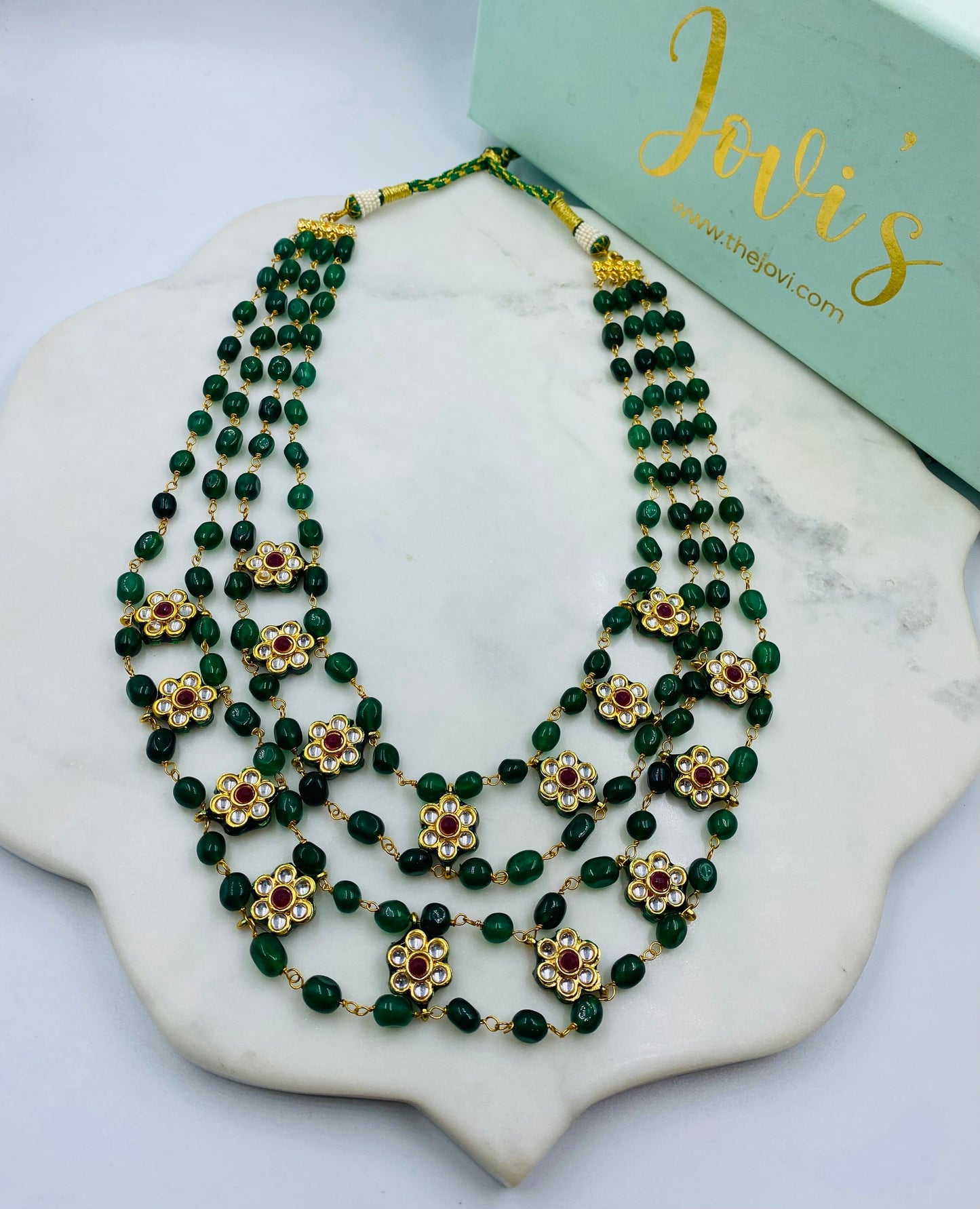 KUNDAN AND GREEN QUARTZ TRADITIONAL NECKLACE