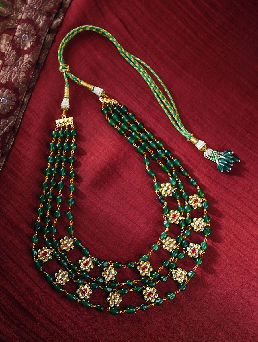 KUNDAN AND GREEN QUARTZ TRADITIONAL NECKLACE