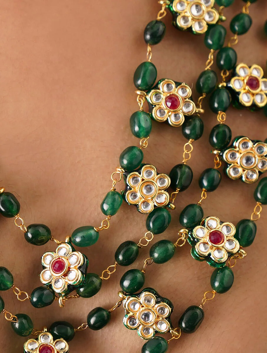 KUNDAN AND GREEN QUARTZ TRADITIONAL NECKLACE