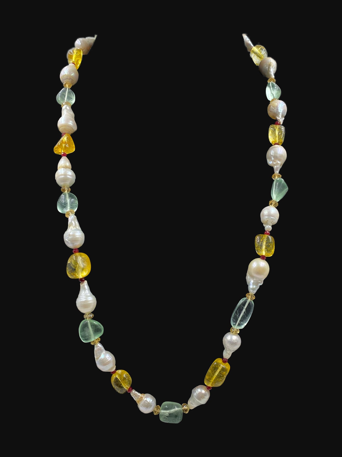 Freshwater Pearl, Topaz and Flouride Necklace