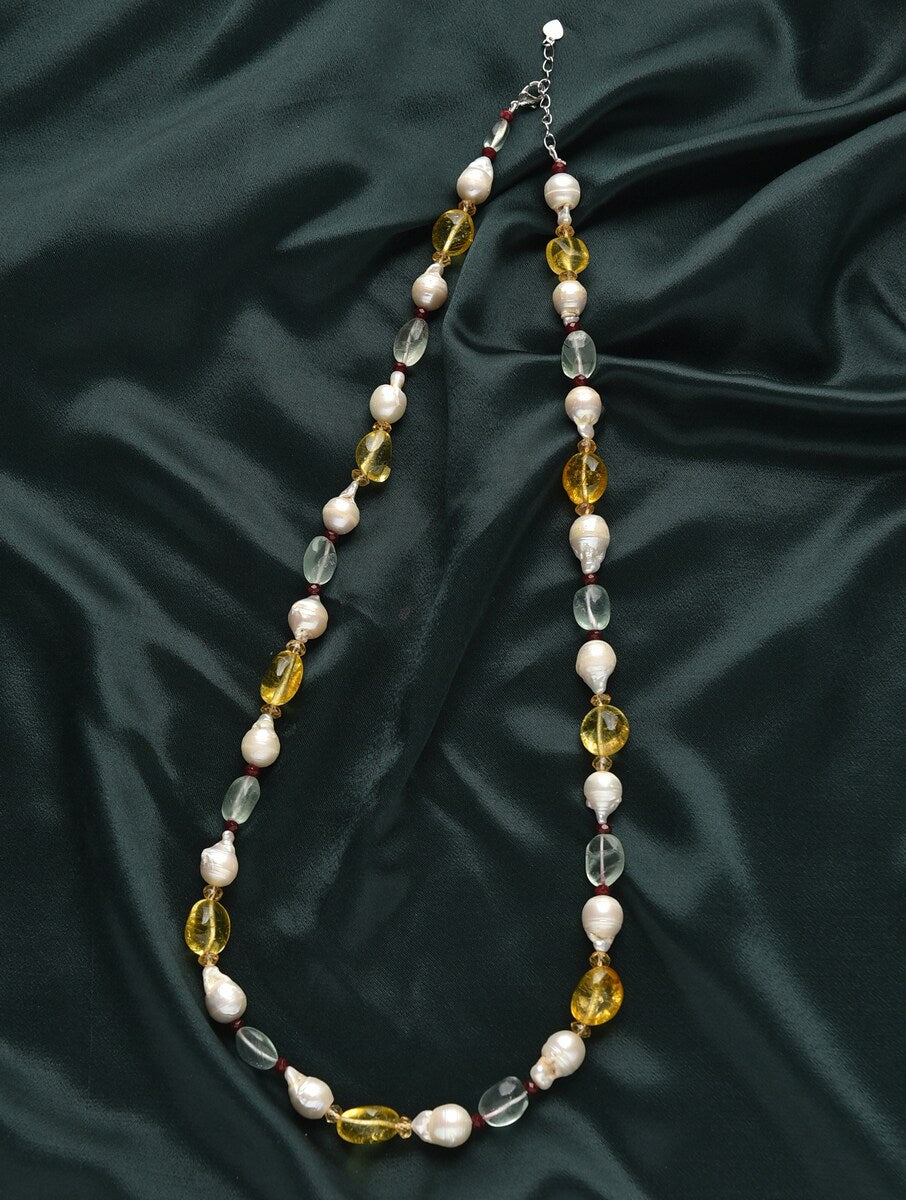 Freshwater Pearl, Topaz and Flouride Necklace