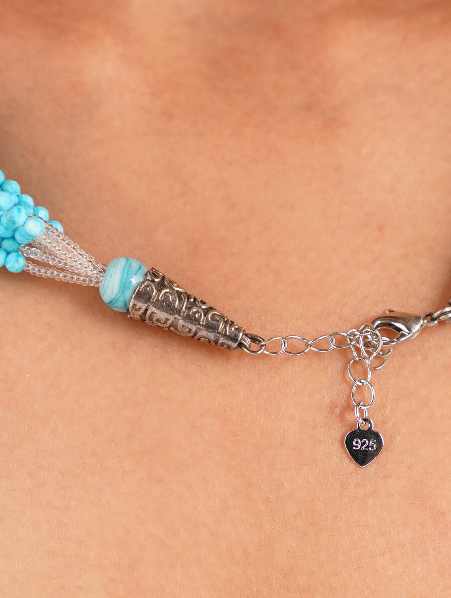 Blue Turquoise and Freshwater Pearl Multiline Necklace