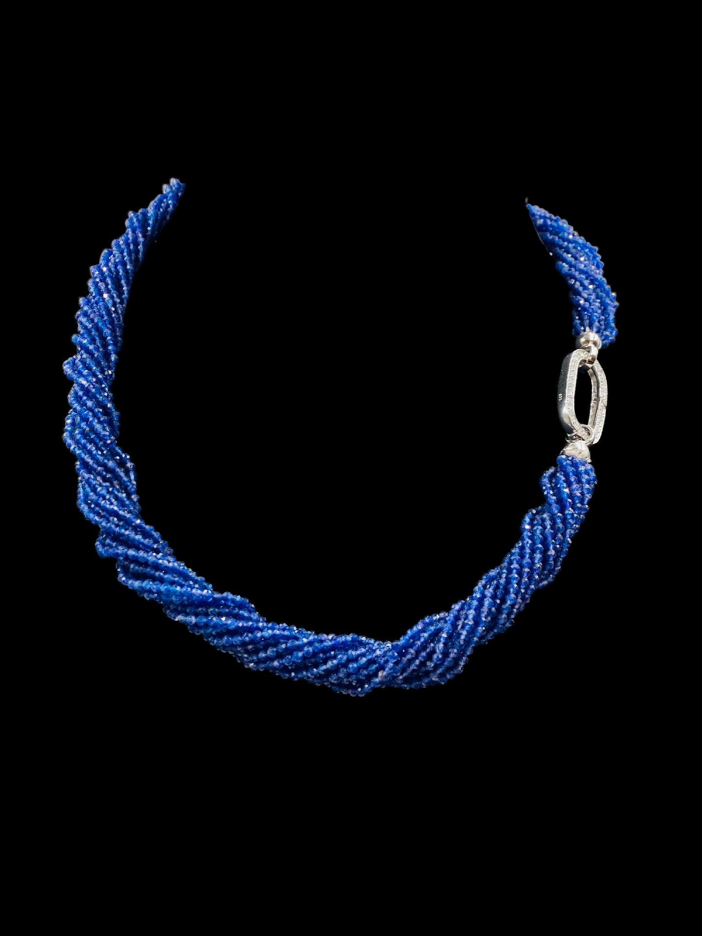 Multiline Blue Quartz Twisted Necklace