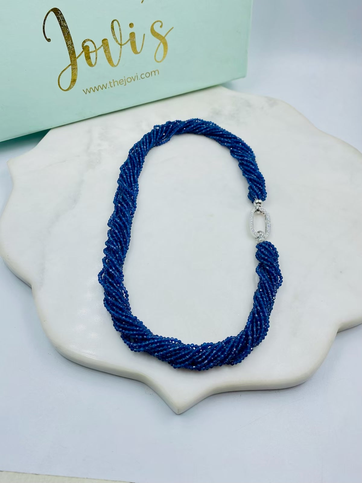 Multiline Blue Quartz Twisted Necklace