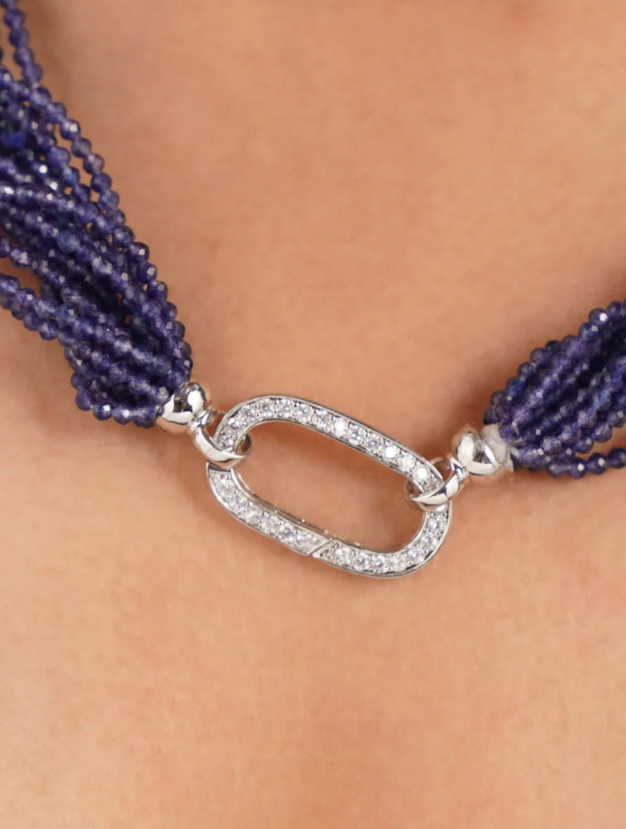 Multiline Blue Quartz Twisted Necklace